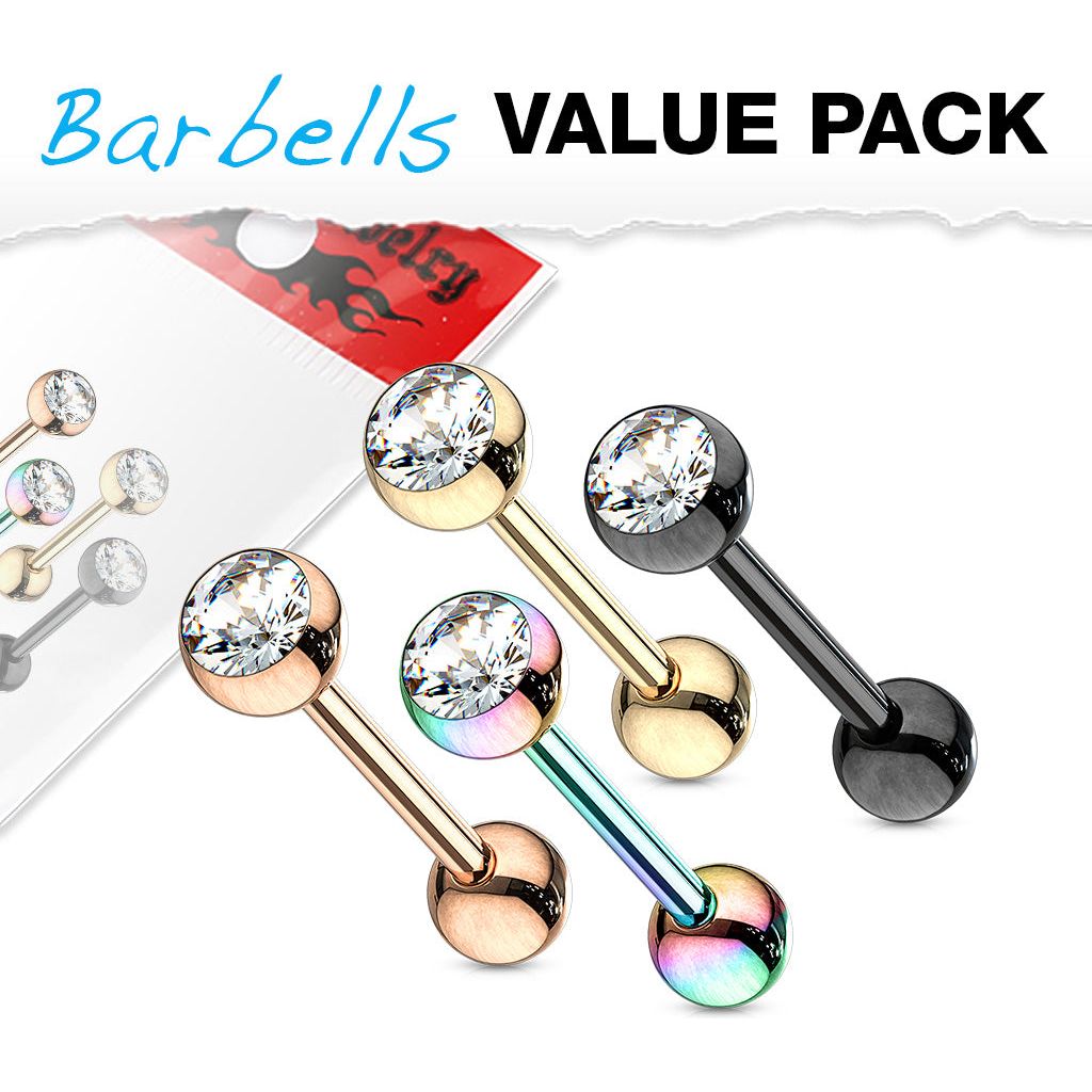 4 Pcs Crystal Set Ball Top IP Barbells