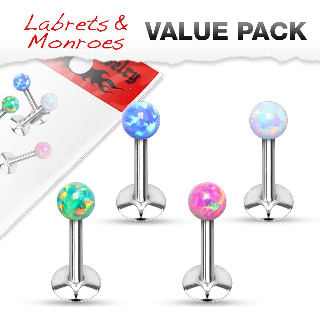 4 Pack Internally Thread | Opal Set Labrets