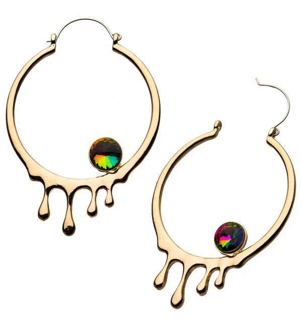 Dripping Gold Sparkle Plug Hoops | Sold as pair