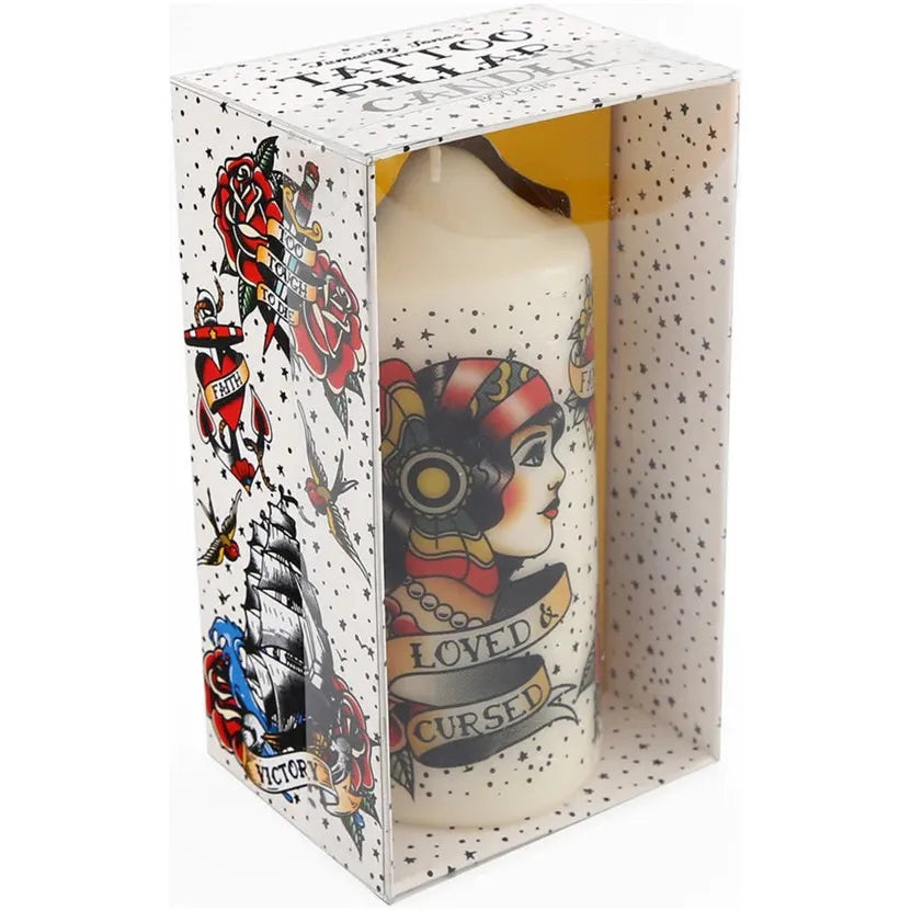 Tattoo Pillar Candle | 14cm 