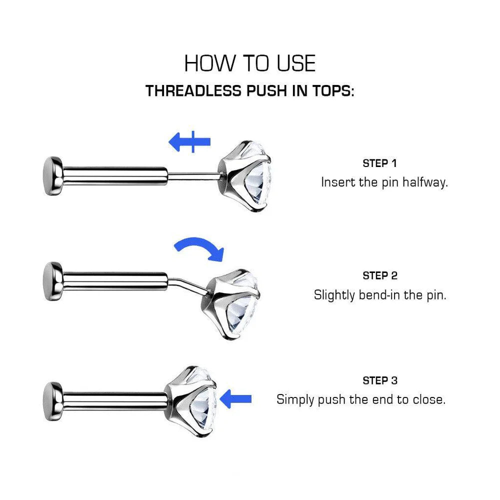 Image on how to insert thread less jewellery