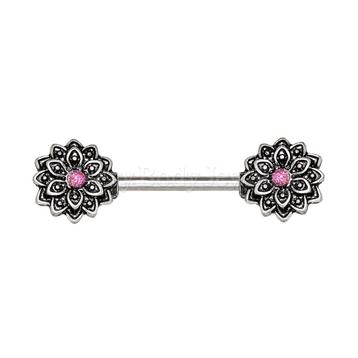 Opal Lotus Flower | Nipple Bar {Pink}