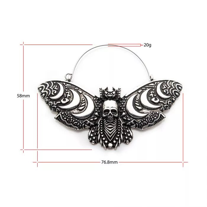 Moon Phase Death Moth Plug Hoops | Sold as pair