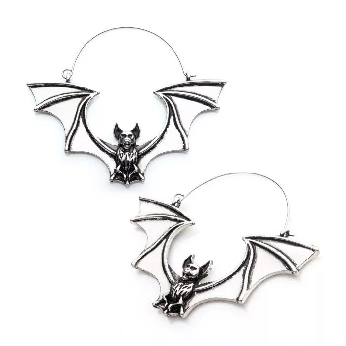 Flying Bat Plug Hoops | Sold as pair