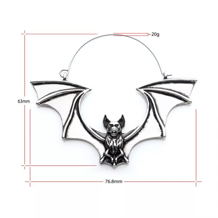 Flying Bat Plug Hoops | Sold as pair