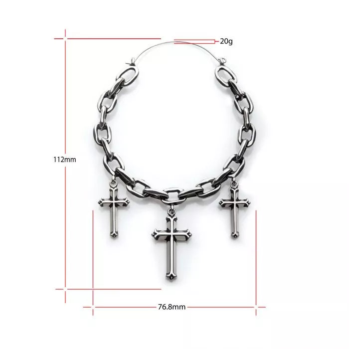 Triple Cross Chain Plug Hoops | Sold as pair