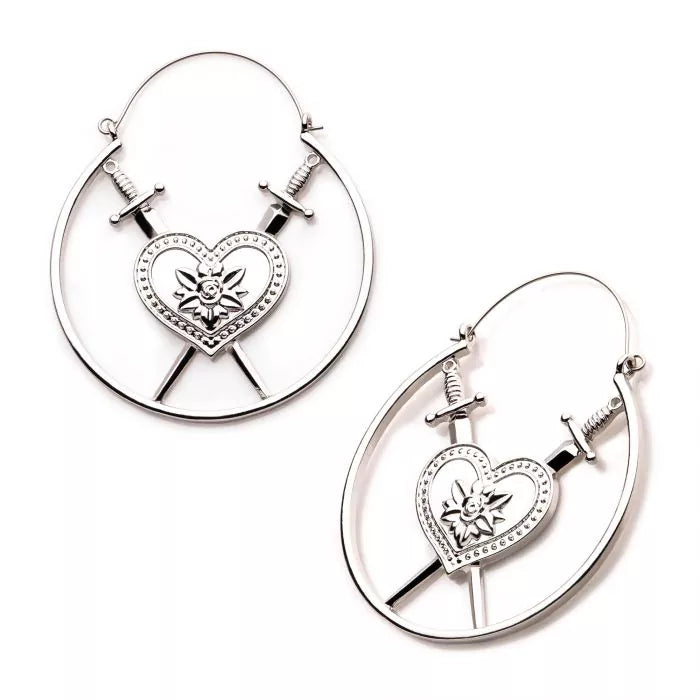 Hearts & Daggers Plug Hoops | Sold as pair