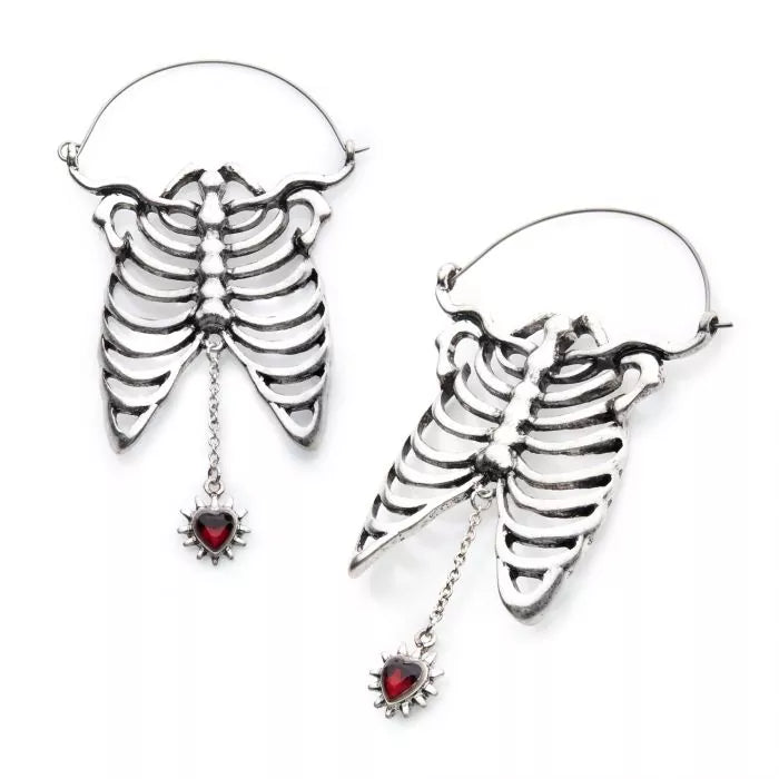 Skeletal Red Dangle Plug Hoops | Sold as pair