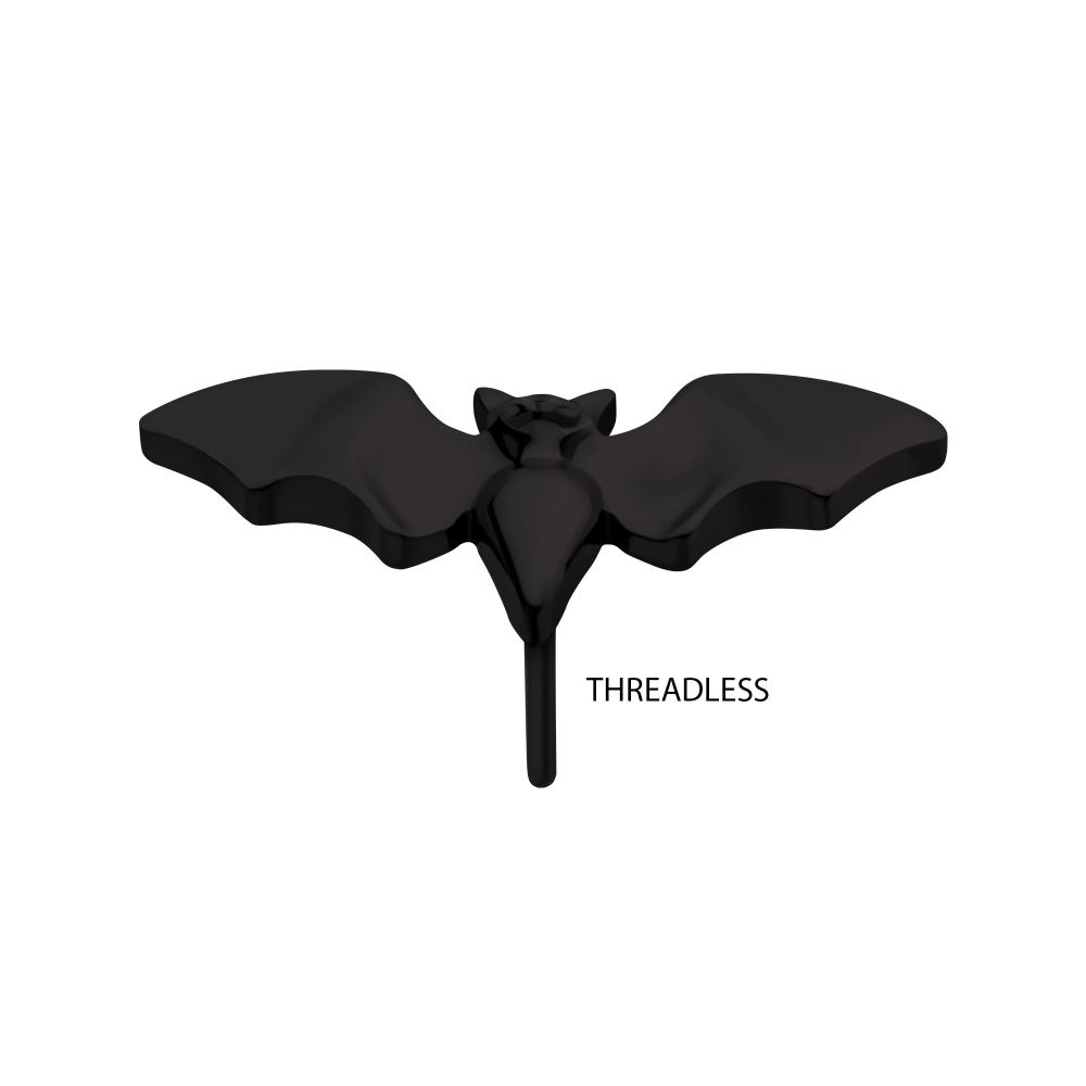 Black PVD Titanium Threadless |  Open Wings Bat Top