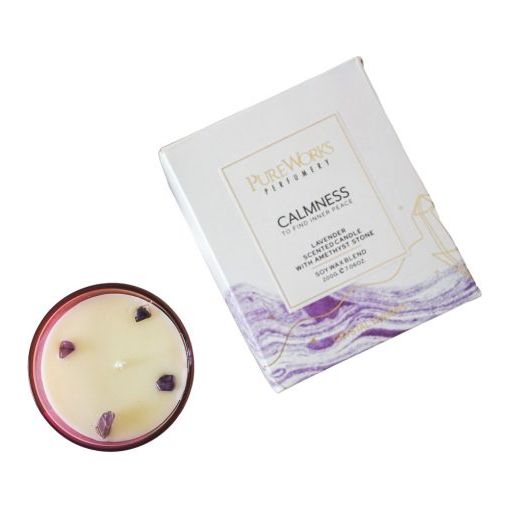 Calmness Lavender | Amethyst Crystal Energy Candle 200gm