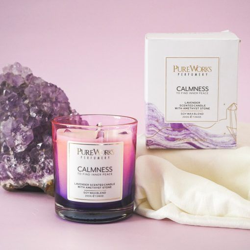 Calmness Lavender | Amethyst Crystal Energy Candle 200gm