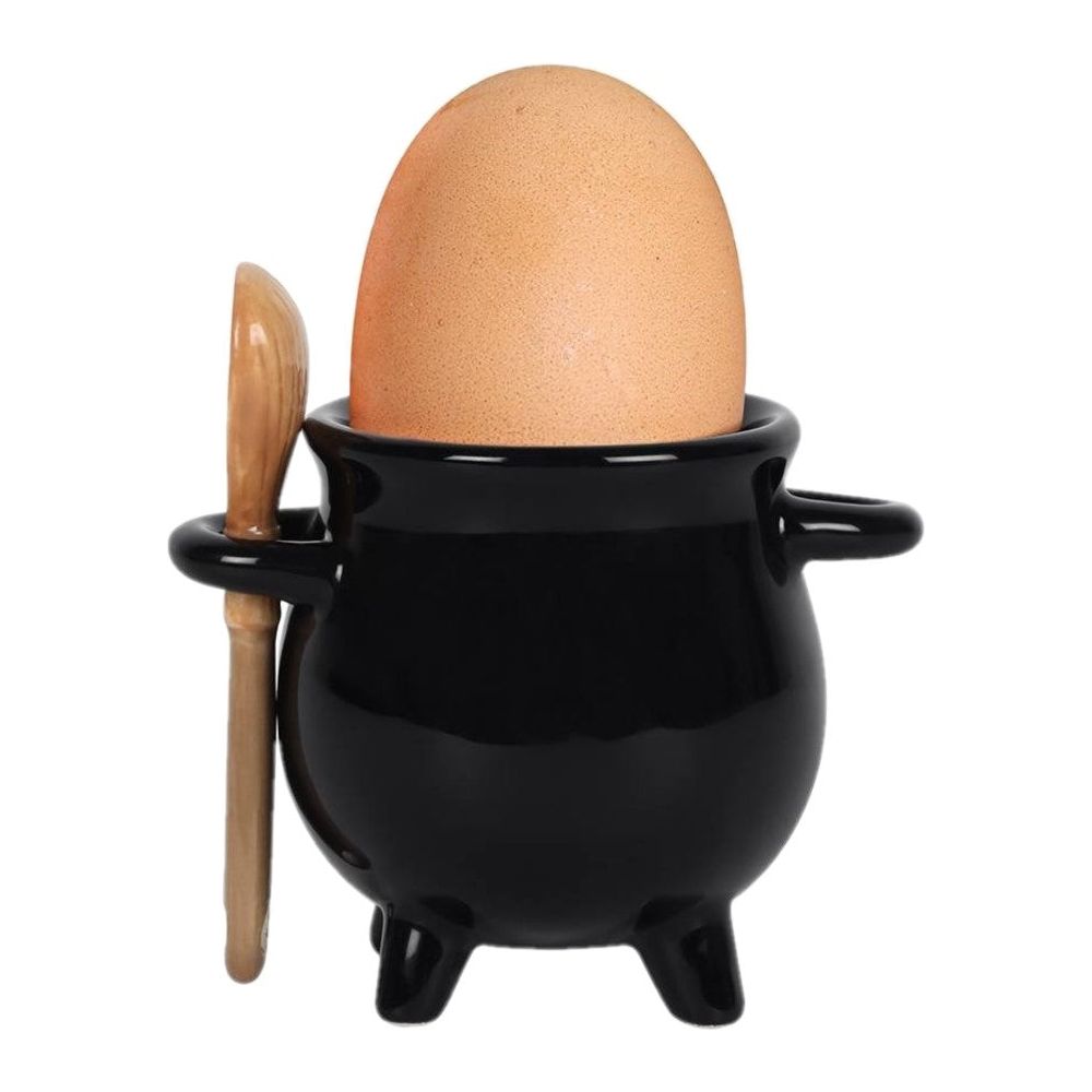 Cauldron Egg Cup | With Broom Spoon