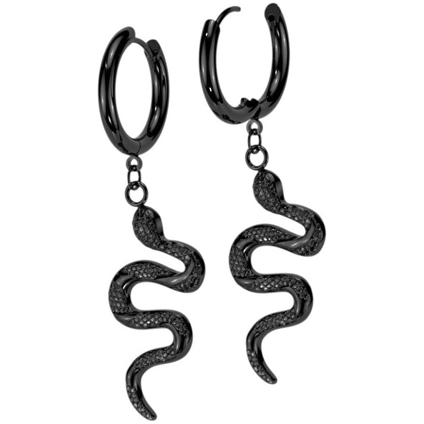 Pair of Snake Dangle | Hoop Earrings