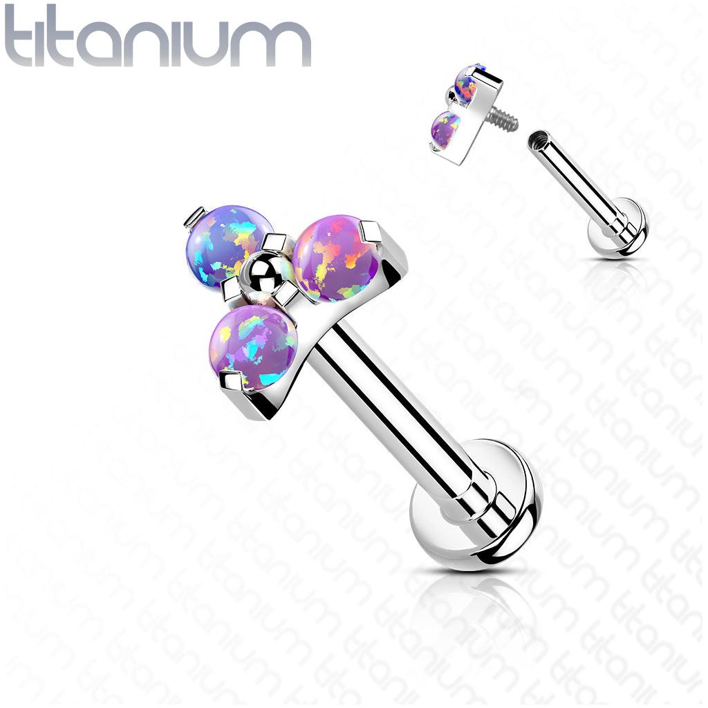 Titanium  Labret | Opal Trinity Top
