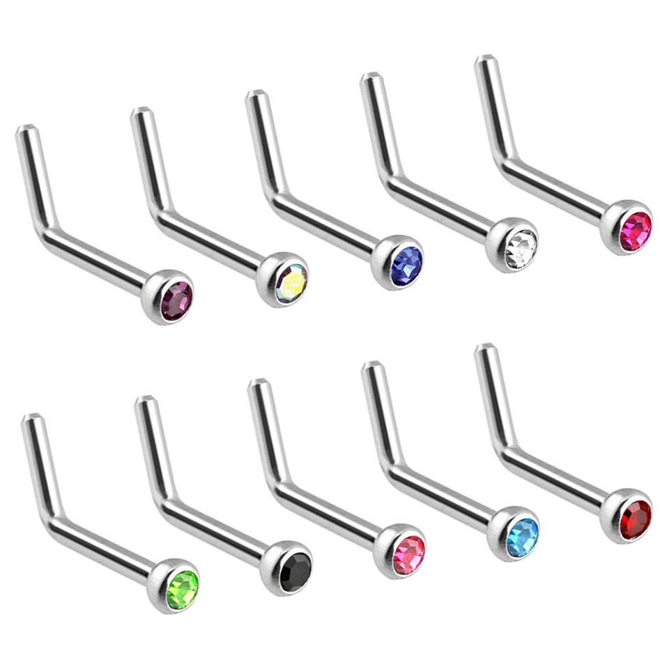 Press Fit Gem L Bend Nose Ring – Glamore